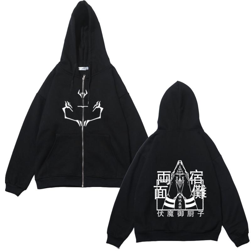 Куртки на молнии в стиле аниме, толстовки с принтом Jujutsu Kaisen, флисовые толстовки с принтом Satoru Gojo, манга, повседневные пальто, уличная одежда, одежда Y2K