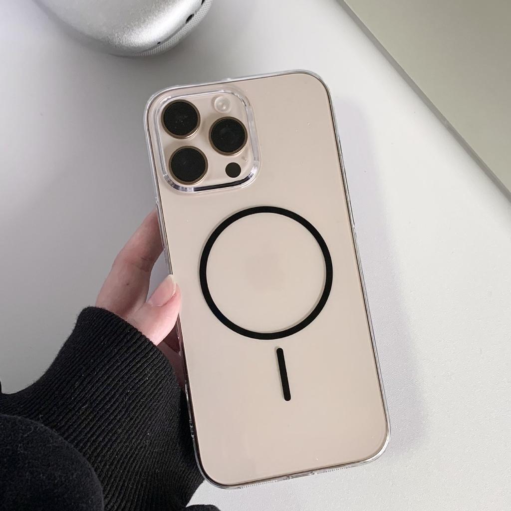 Для iPhone 16 Pro Max Магнитный чехол для телефона для Apple 15 Всесторонний Защита от падения 14 Прозрачный Жесткий защитный чехол из поликарбоната 13