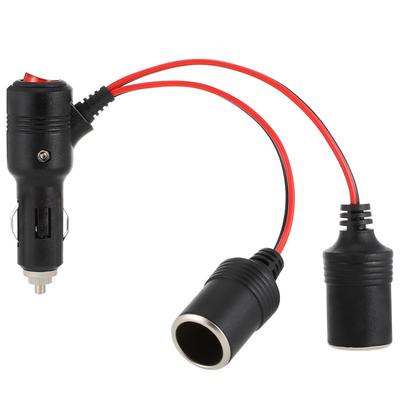 HEALEEP Переключатель прикуривателя Разветвитель гнезда прикуривателя Кабель автомобильного зарядного устройства 2-полосный адаптер прикуривателя с переключателем Черный