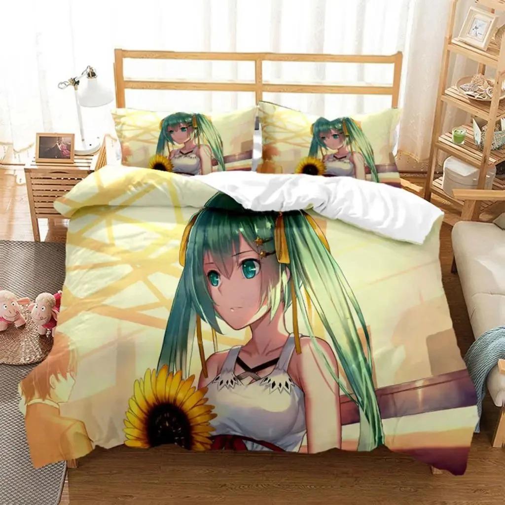 Anime Princess Girl Hime Bedding Set Boys Girls Twin Queen Size Duvet Cover Pillowcase Bed Kids Adult Fashion Home Textileextile