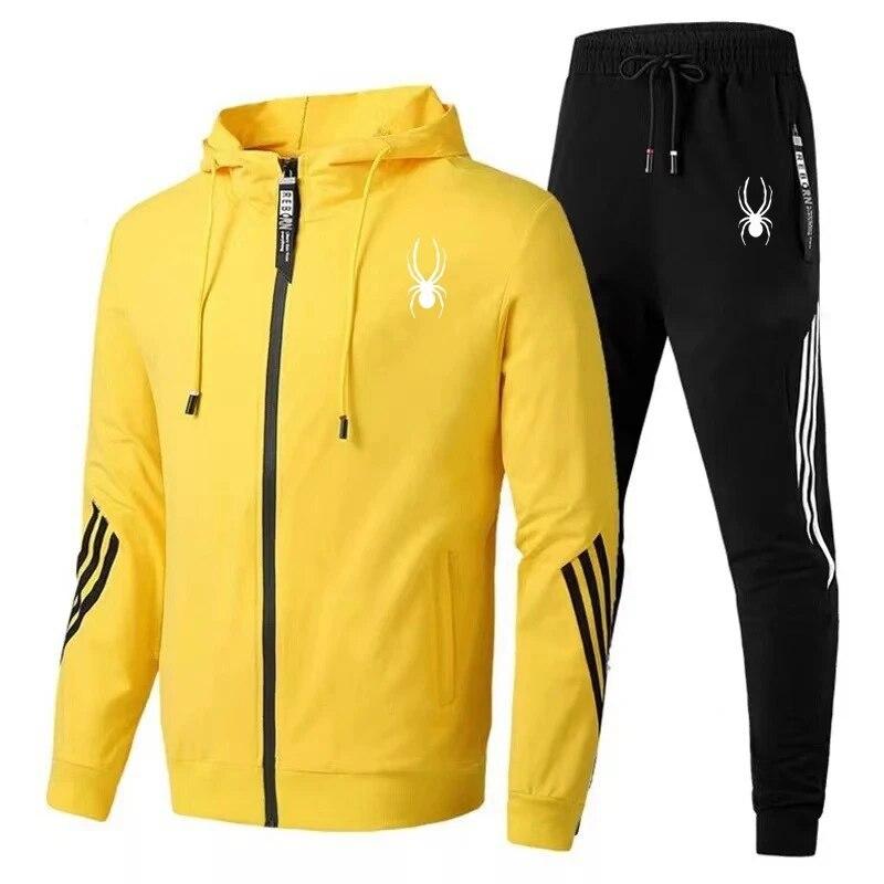 Fashion Mens Tracksuit Designer Hooded Sweatshirts+Jogger Pants High Quality Gym Outfits Casual Sports Zipper Hoodie Set