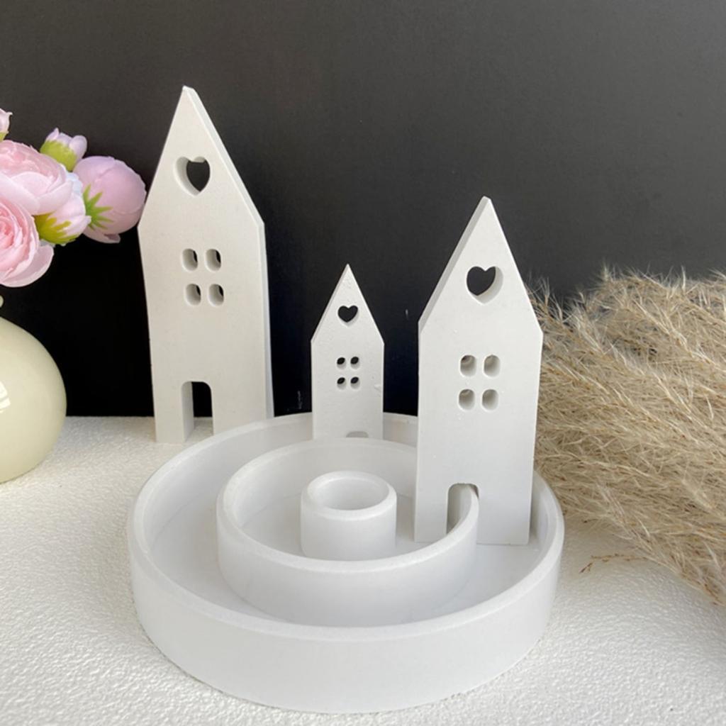 3 Pcs House with Window Candle Mould Handmade Houses Silicone Mold Epoxy Resin Mould DIY Scented Candle Making Molds