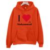I Love Muhammad Hoodies Long Sleeve with Hooded Clothing Retro Harajuku Pullovers Women Fashion Sweatshirts