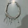 Gothic Layered Cross Necklace - Punk Fringe Choker with Beaded Detailing