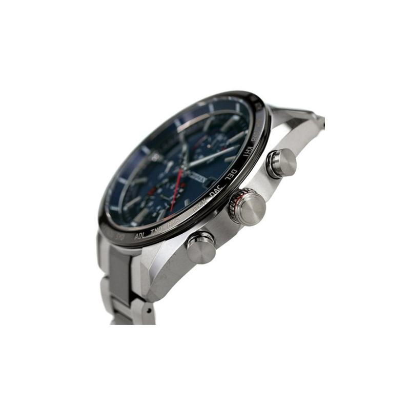 Citizen Серия Eco-Drive Серия Attesa Модные Солнечные Кварцевые Мужские Часы с Титановым Браслетом Синий Циферблат AT8186-51L