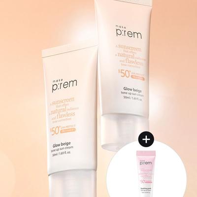 [2 шт.] Солнцезащитный крем для выравнивания тона Glow Beige 50 мл