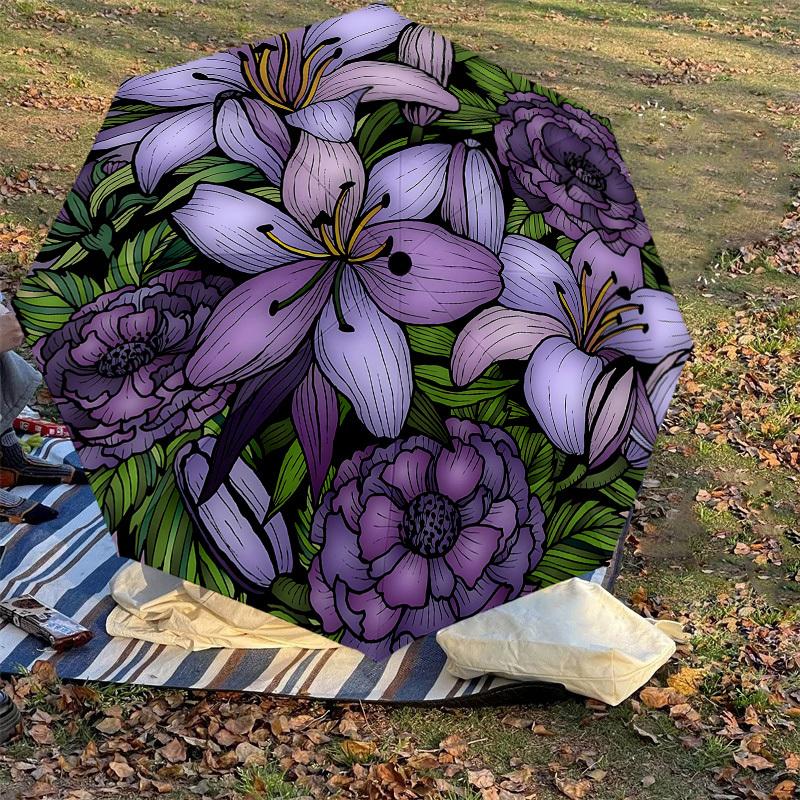 1PC flowers wreathAutomatic Open/Close Umbrella with Windproof, 8-Rib Sturdy Canopy, Durable Ribs, Fashionable Design, Outdoor Accessory, Fun Prin, Ho