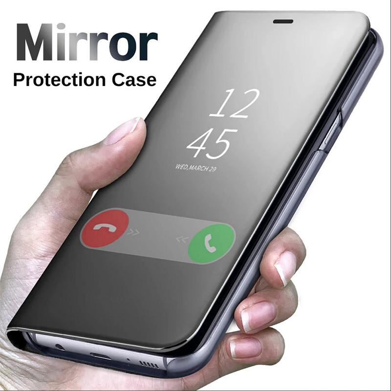 Умный зеркальный противоударный чехол для телефона для Samsung Huawei Honor Xiaomi Redmi iPhone OnePlus Магнитный флип-чехол из искусственной кожи