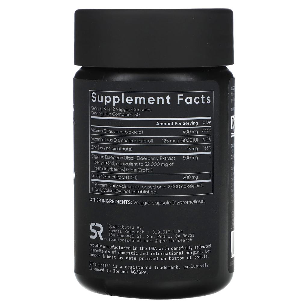 Sports Research Elderberry, 60 Veggie Capsules