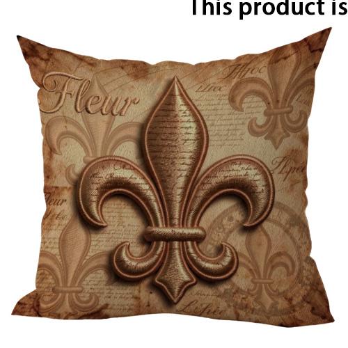 Vintage FleurdeLis Patterned Doublesided Printed pillow cover Short plush Suitable living rooms bedrooms throw cushion cover