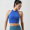 Blue Moisture-Wicking Seamless Sports Bra Vest - Short Sleeve, Sweat-Proof, Body Shaping, One Size, Ready Stock