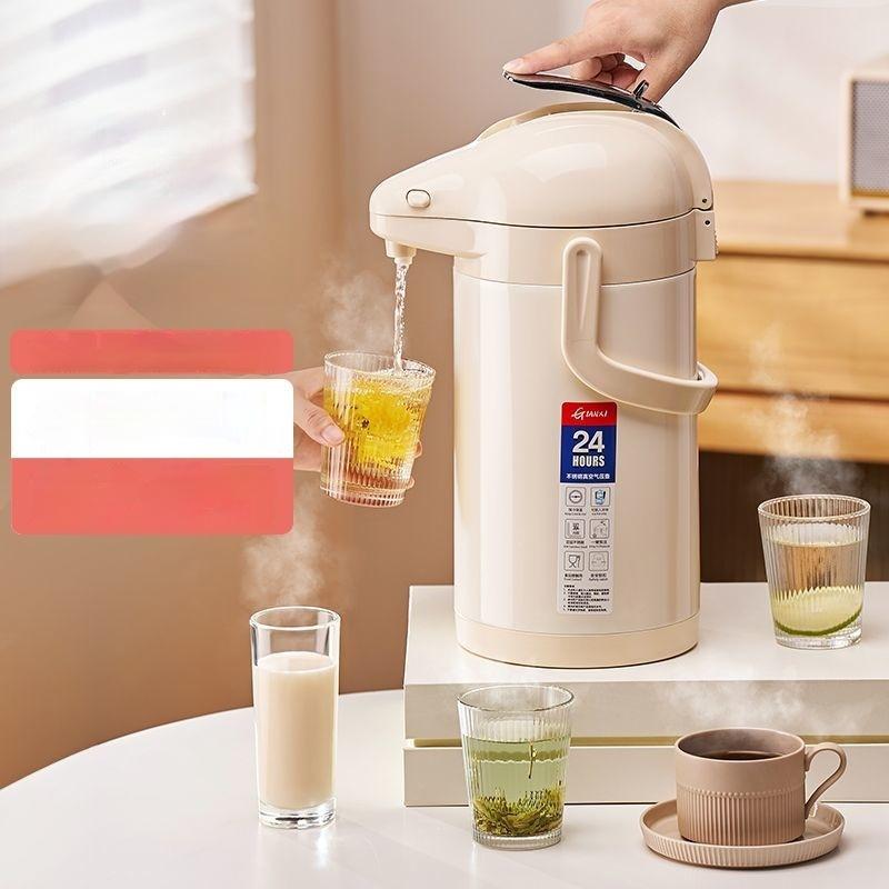 Air Pressure Water Bottle 4L Large Capacity Open Water Bottle Pressing Water Bottle Glass Inner Tank