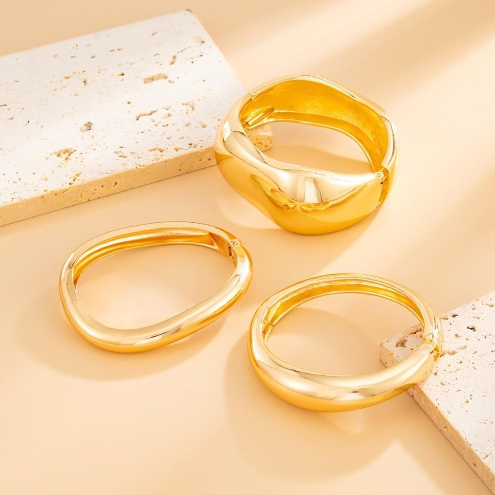 Zinc Zinc Zinc Alloy Simple Metal Bracelet Geometry Wide Side Bangle Personality Exaggerated Bracelet Daily