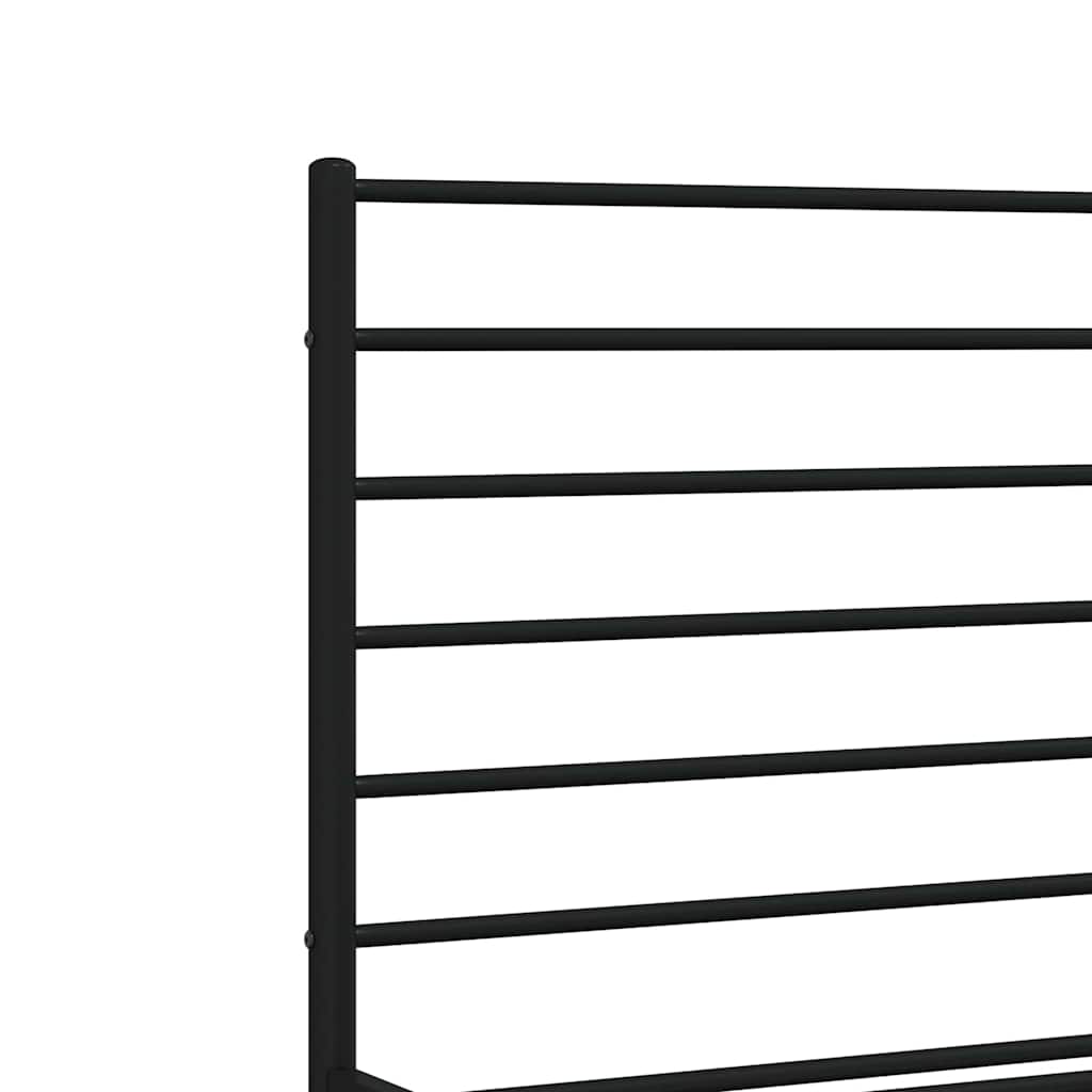 Metal Bed Frame with Headboard Black 200 x 200 cm