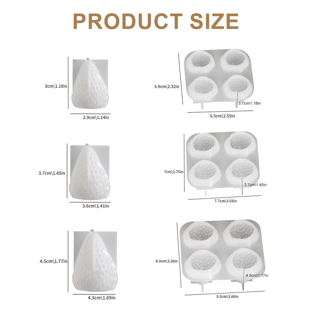 Клубничные силиконовые формы для свечей 4 ячейки Силиконовые формы Силиконовые формы для эпоксидной смолы для свечей Мыла Гипсового декора