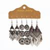 Antique Sliver-Plated Hollow Alloy Geometric Dangle Indian Earrings For Women Gypsy Zircon Boho Ethnic Leaf Bell Tassel Earring