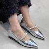 Fashion Autumn New Flat Single Shoes Women's Fashion Pointed Head Shallow Mouth Beaded Soft Sole Non-slip Low Top Shoes