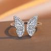 High-End Niche Design Butterfly Drip Oil Open Ring for Women, Trendy Fashion Index Finger Accessory