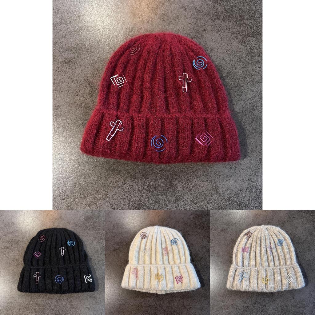 Fashion Knitted Hat With Double Ring Embellishment For Winter Sports And Casual