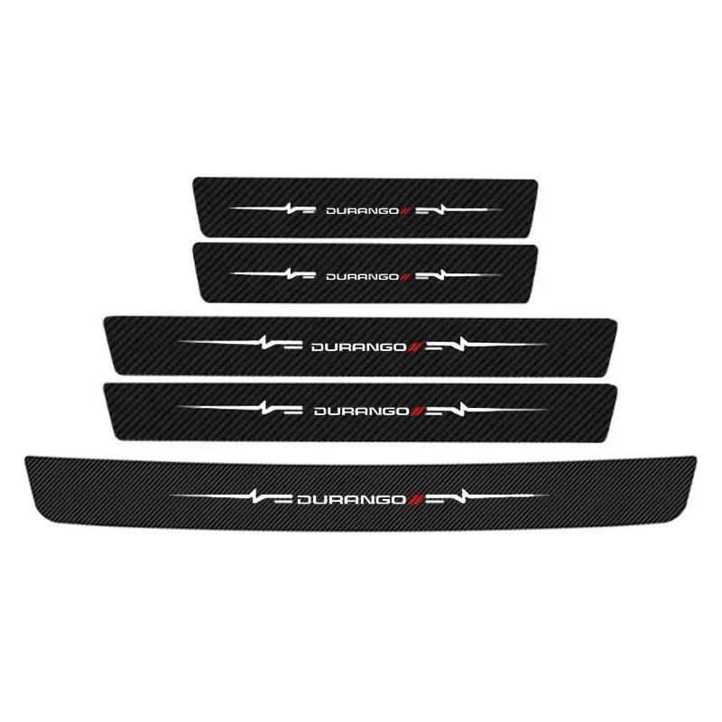 Car Door Threshold Sill Anti Scratch Protector Sticker for Dodge Durango Emblem Carbon Fiber Rear Trunk Bumper Guard Decals T666