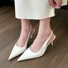Elegant High Heels Silver Pumps Women Summer Slingbacks Pointed Toe Party Shoes Woman Solid Thin Heeled Sandals Ladies