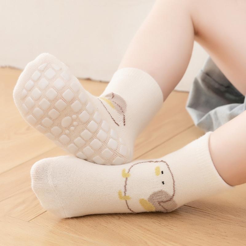 Детские нескользящие носки для девочек и мальчиков, милые хлопковые носки для новорожденных, теплые носки для малышей, осень-зима