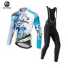 Womens Long Cycling Jersey Set Breathable Moisture Wicking Bike Clothing Road Riding