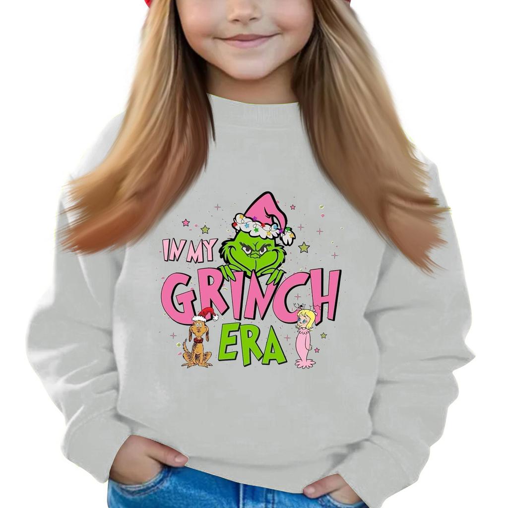 Рождественские пуловеры с круглым вырезом для девочек, детские топы с принтом