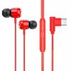 Проводные наушники-вкладыши Hi-Fi стерео звук Г-образный дизайн Type-C спортивная игровая гарнитура с микрофоном для мобильного телефона