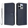 For iPhone 16 Pro Max Wallet Case RFID Blocking Calf Texture Leather Stand Phone Cover with Strap