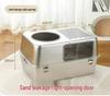 Large Stainless Steel Enclosed Cat Litter Box with Anti-Splash High Fence