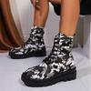 Fashion Women's Thick-soled Ankle Boots Lace-up Warm Leopard Print Shoes 2024 New Winter Wear-resistant Outdoor Women's Snow Boots