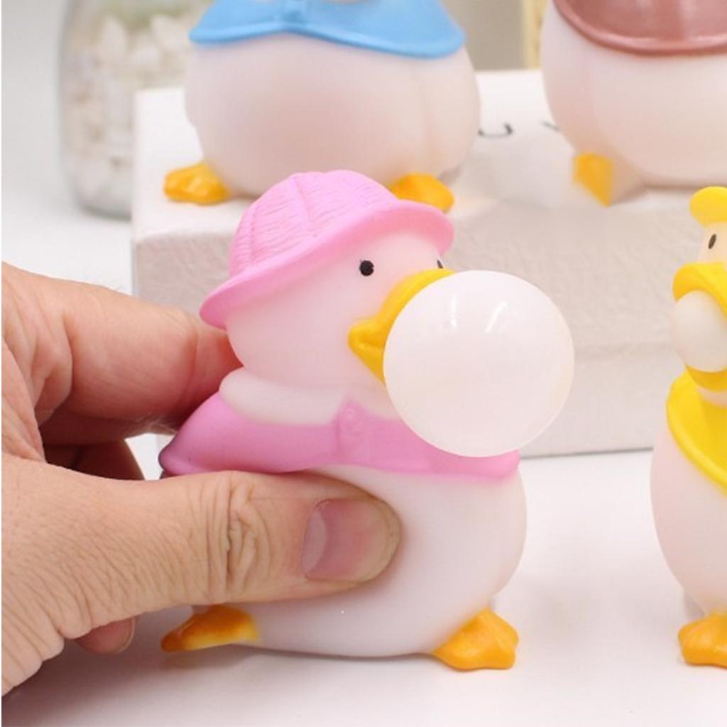 Stress Ball Duck Squeezy Bubbles Reduce Anxiety Soft Stretchy Ball for Children and Adults Pink