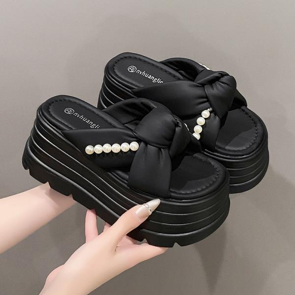 Модные пляжные туфли Домашние тапочки Тапочки на платформе Женские шлепанцы Сабо Натуральная кожа 2025 Женская обувь из натуральной кожи Женские тапочки