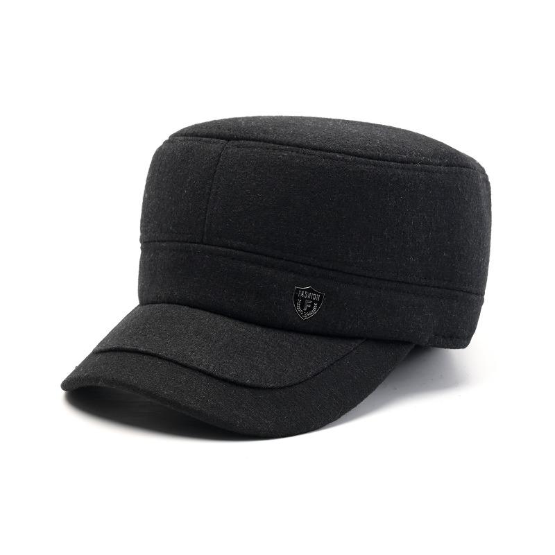Зимняя шапка Мужская флисовая холодостойкая и теплая шапка с плоским верхом Шапка дедушки шерстяная утолщенная с защитой ушей утиный козырек хлопковая шапка