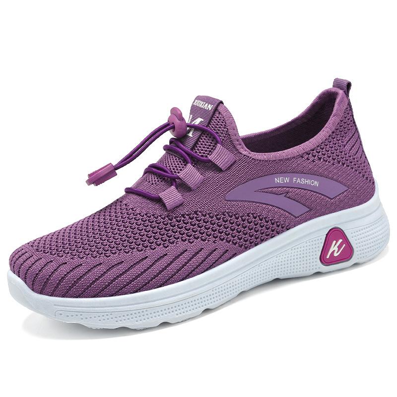 Женская обувь Новые плетеные женские туфли Flying, повседневные туфли на шнуровке для ходьбы, мягкая подошва, удобные туфли для мам