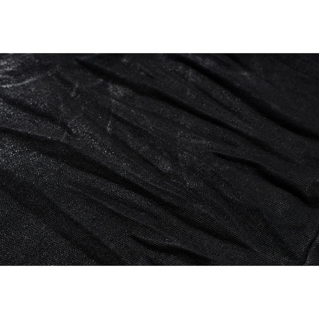 Streetwear Black Glue Coated Boot Cut for Men and Women Straight Baggy Casual Flare Pants Oversized Loose Denim Trousers