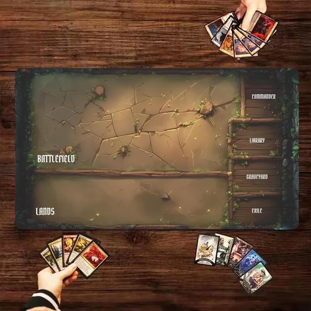 Cracked Slate MTG&TCG Tabletop Game Mat Magic Party Playmat 24"X14" Friendly Design Durable Rubber for Games Offices Mouse Pad