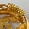 Used CHANEL Coco Mark Circle Brooch with Rice Grains, Gold
