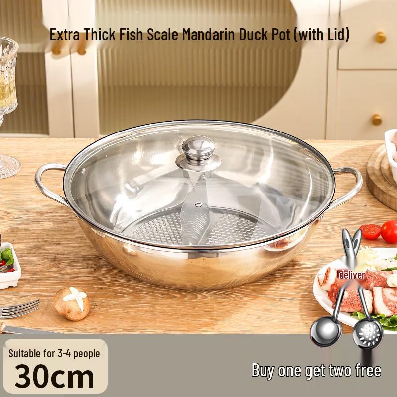 GOWKE Upgraded Fish Scale Non-stick Stainless Steel Split Hot Pot