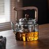 1300ML Bark Texture Glass Teapot With Wooden Beam Large Capacity Steaming and Cookig Tea Pot Kungfu Tea Set Teaware