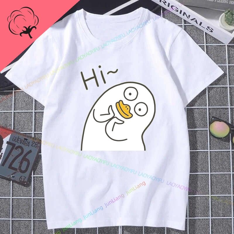 Однотонная футболка DuckYo Friends Унисекс Y2k Смешной топ Женские футболки с принтом Мужская одежда Футболка с коротким рукавом Хлопок Мужские рубашки Харадзюку