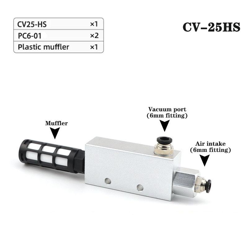 CV Vacuum Generator Air Exhaust Ejector Pressure Pneumatic CV-10HS 15 20 25 30 Negative Control Valve Integrated Vacuum Ejector