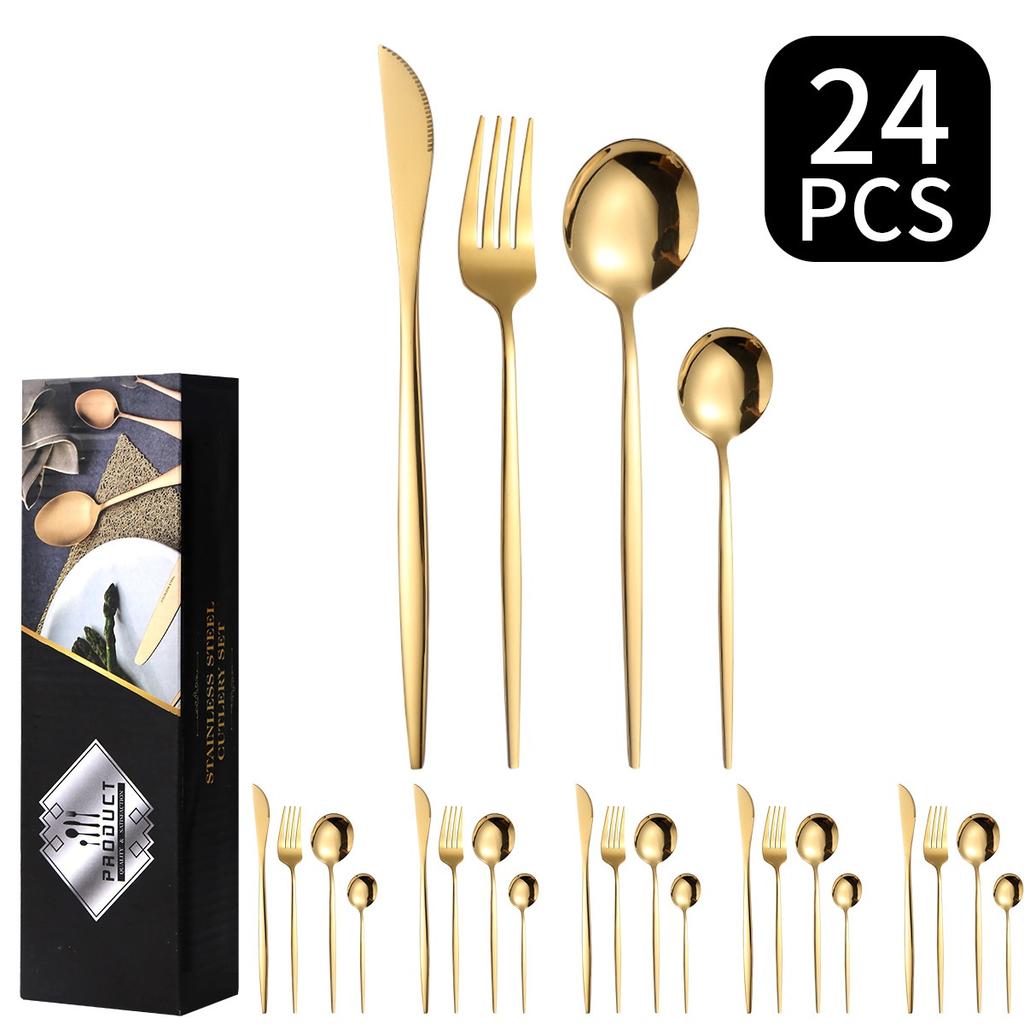 Набор столовых приборов Посуда из нержавеющей стали Набор из 24 ножей Вилки и ложки