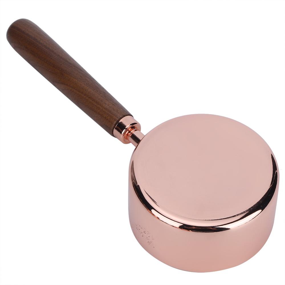 4PC Set Wooden Handle Measuring Cup Set Rose Gold Finish Kitchen Measuring Tools For Baking