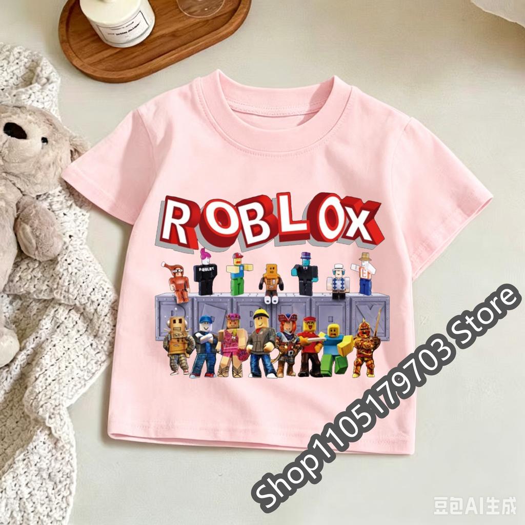 Детская футболка Roblox с летним принтом, яркая футболка с графикой для фанатов игр, модная и удобная, удобный детский топ
