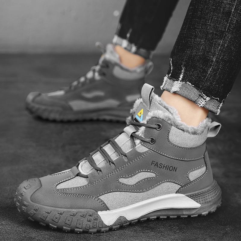 Winter Men's Boots 2025 New Thick Warm Cotton Boots, Outdoor Breathable Hiking Shoes, Lace Up Anti Slip Casual Sports Shoes