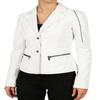 Ladies & Girls Lambskin White Leather Blazer For Meetings , Stylish Casual Blazer Jacket With Button And Zipper