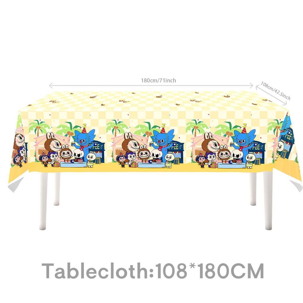Labubu Tableware, Cartoon Party Tableware, Children's Birthday Decorations, Disposable Tablecloths, Birthday Arrangements