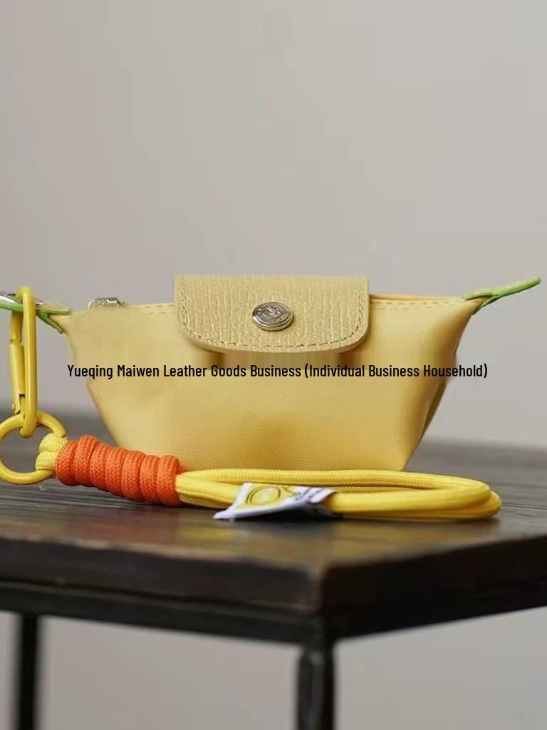 Сумка-пельмень Longxiang Mini из нейлона с кожаной отделкой - Хранение монет, наушников, помады - Милая маленькая сумка через плечо.